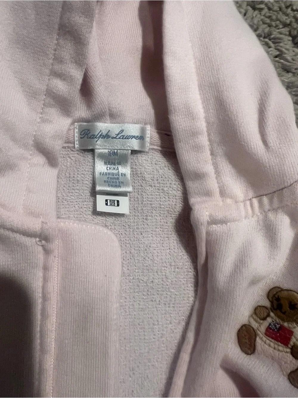 Ralph Lauren Light Pink Hooded One-Piece Bodysuit